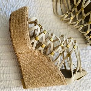 Cream Gladiator Vince Camuto Leather Wedges